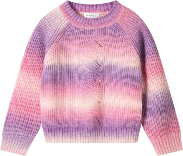 Girls Striped Sweaters Gradient Long Sleeve Cable Knit Sweater Chunky Pullover Jumper Fall Winter 7-8 Years Rainbow