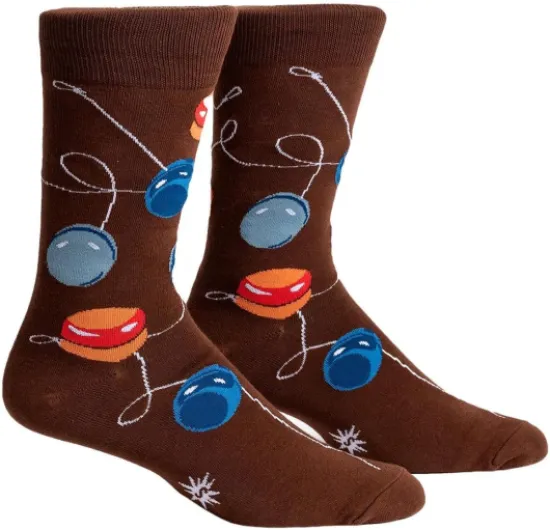 , Men's Crew, Space and Alien Socks One Size Yo-yoing Around