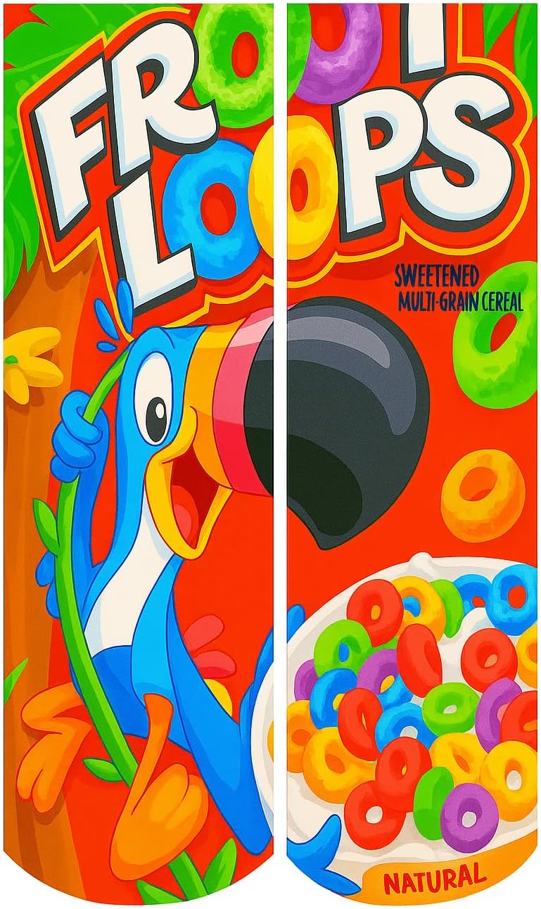 Kids Teens Adult Socks Mid Crew 3D Print Fits Men Women Boys Girls Youth Children Funny Novelty Over 70 Designs 3-9 Years Fruit Loops