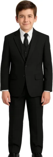 Boys Formal 5 Piece Suit with Shirt and Vest Black 6