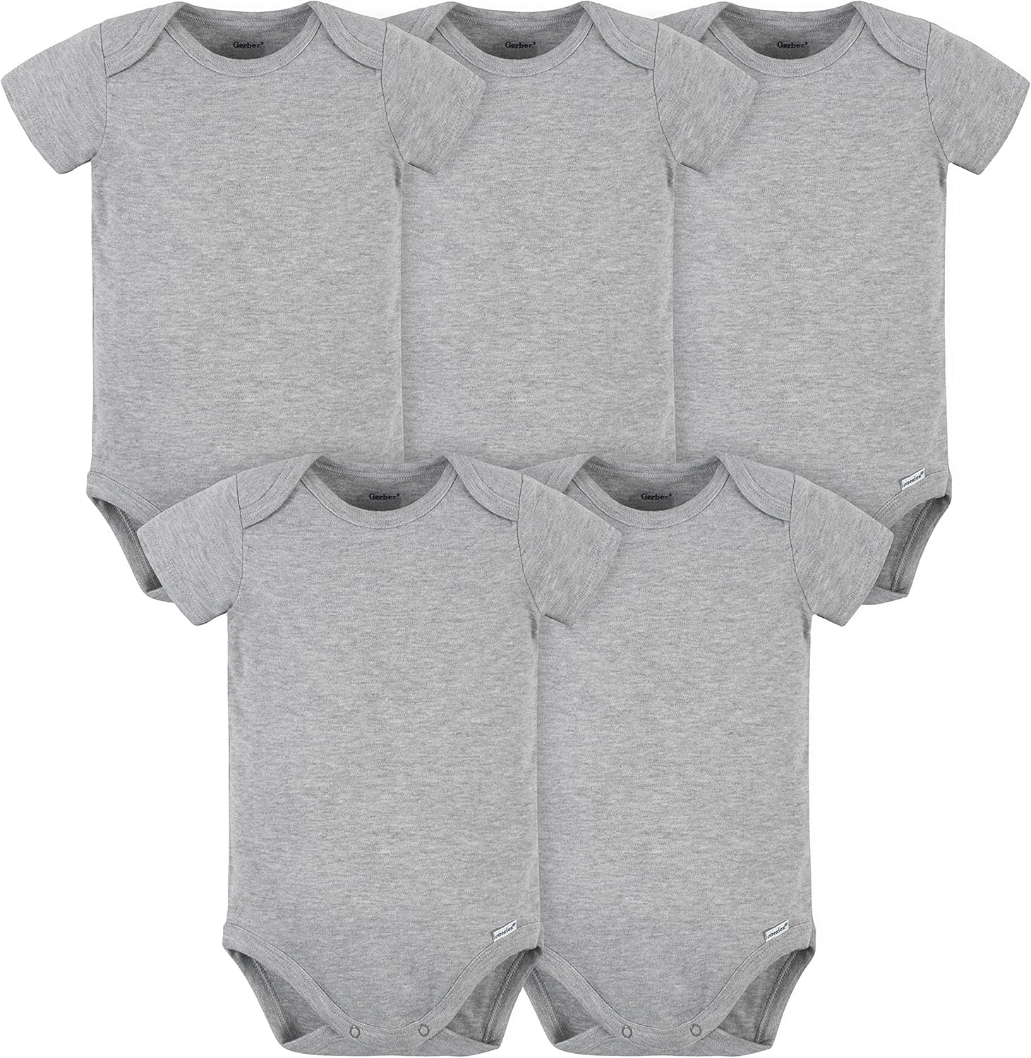 Baby-boys 5 Pack Onesies Multi-packs Bundle Interlock 180 Gsm 3-6 Months Heather Grey