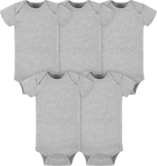 Baby-girls 5-pack Solid Onesies Bodysuits 3-6 Months Gray