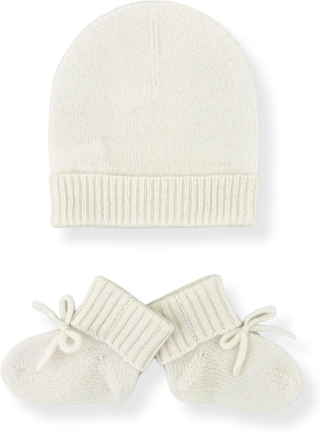 Jet&Bo BABY 100% Cashmere Baby Beanie and Booties Gift Set in Cream – Unisex, Size 0-6 months - Soft, Cozy & Hypoallergenic - Gift Box and Card Included