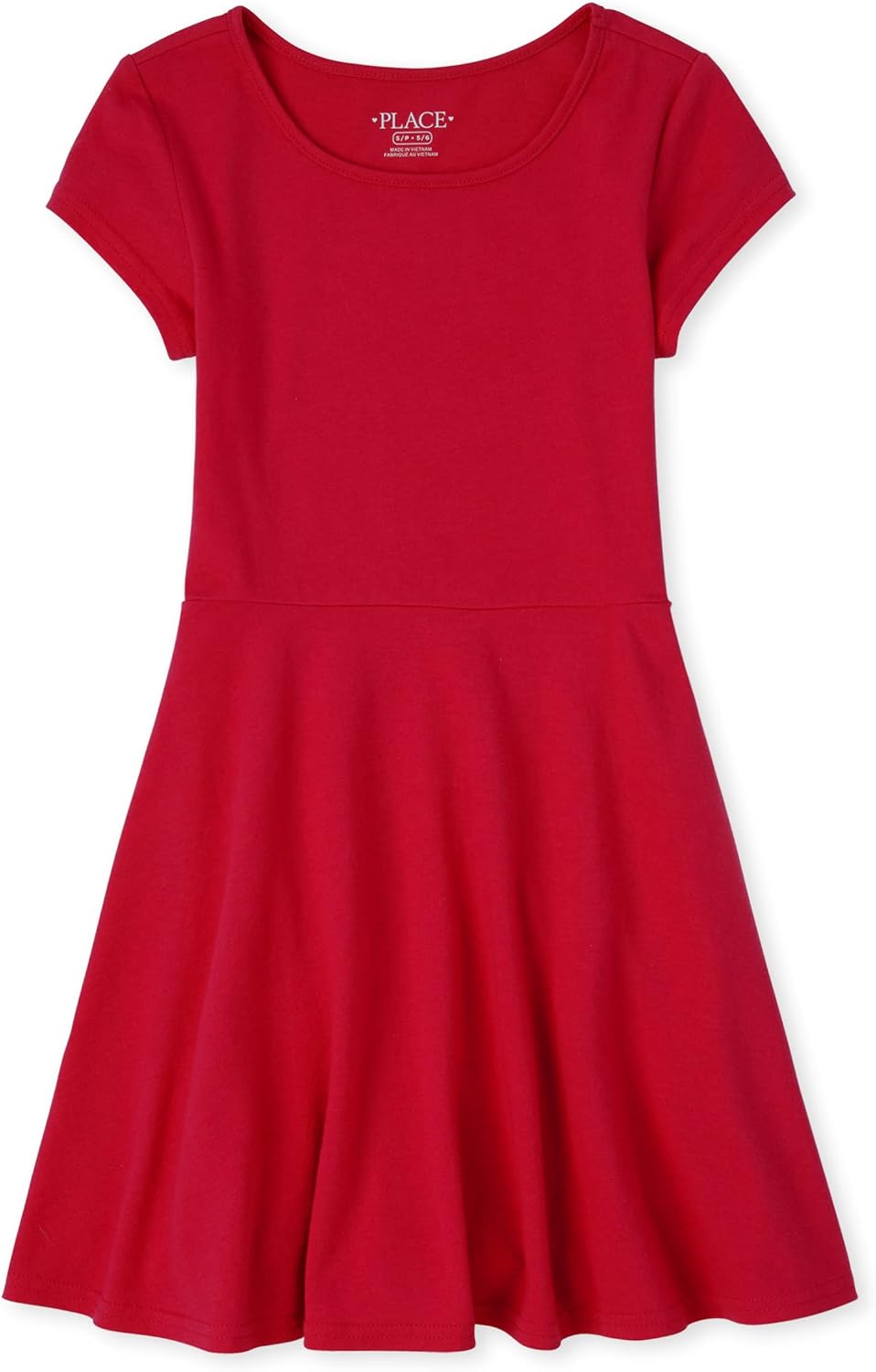 The Children's Place Girls' Short Sleeve Basic Skater Dress 2 Pack Ruby 1-pack 7-8 Years