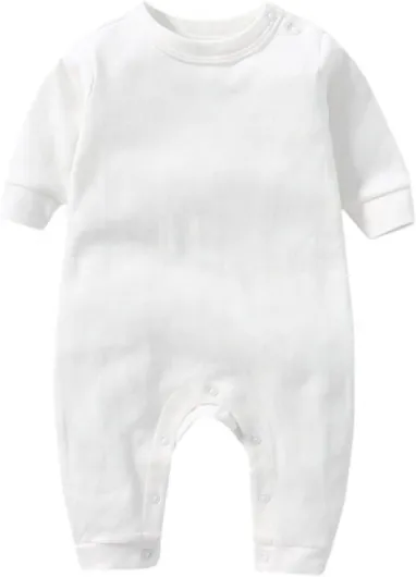 Unisex Baby Onesie, Long Sleeve 100% Cotton Baby Clothes, Baby Footless Jumpsuit 0-3 Months White