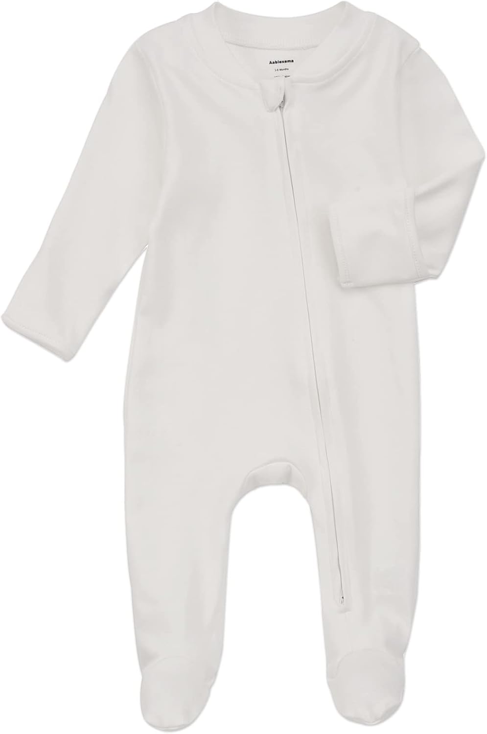 Organic Cotton Baby Footie Pajamas with Mittens Newborn Soft Zip Sleeper Newborn White