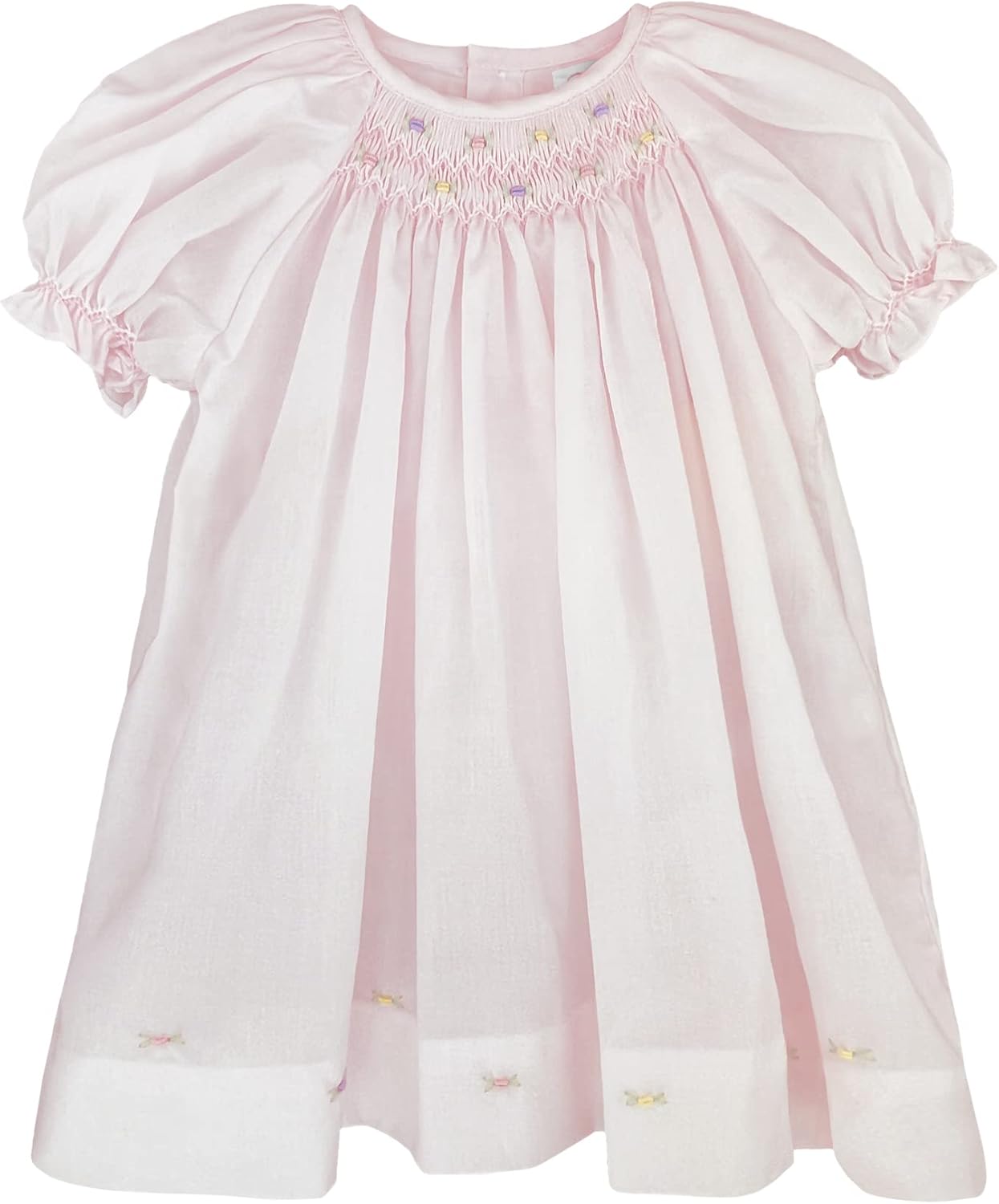 Petit Ami Baby Girls' Daydress with Embroidered Hem Preemie Pink