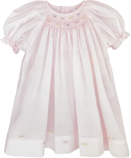 Petit Ami Baby Girls' Daydress with Embroidered Hem Preemie Pink