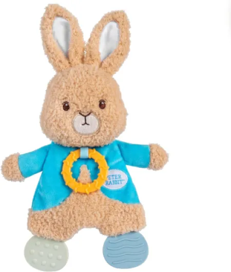 Beatrix Potter Peter Rabbit Flat Sensory Blanky Interactive Baby Teether Toy with Crinkle Sounds, Soft Textures, Bright Colors, and BPA-Free Materials for Safe and Fun Sensory Play