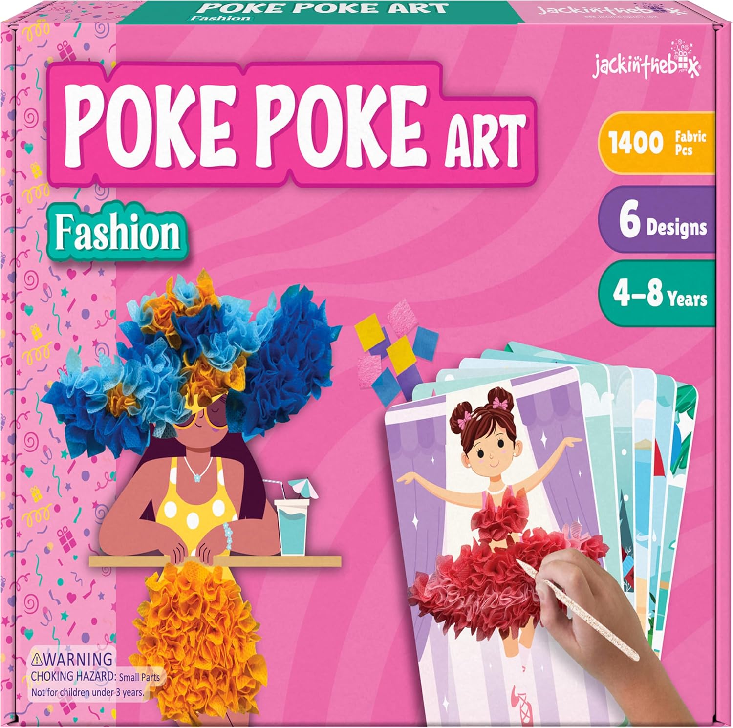 Poke Poke Art for Kids - Fashion Theme, Mess-Free Fabric Art and Craft, Flower Pressing Kits, Gift for Kids, Girl Gifts, Toys for Girls Ages 4 5 6 7 8