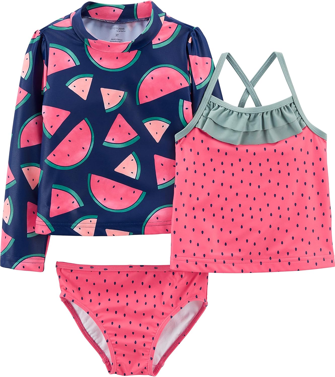 Simple Joys by Carter's baby-girls 3-piece Assorted Rashguard Sets 5T Watermelon