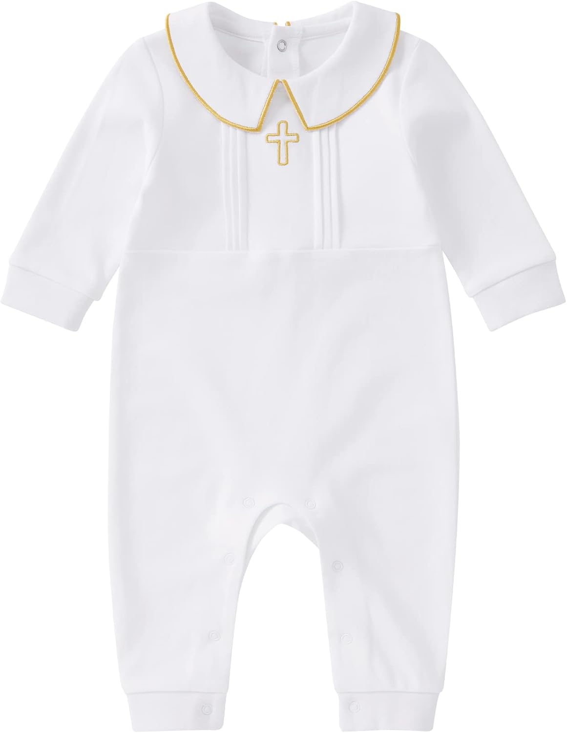 Unisex Baby Jumpsuit Infant Boys Girls Cotton Spring Fall Romper One-Piece Coverall Baptism Outfit White 0-24 Months White With Cross Newborn