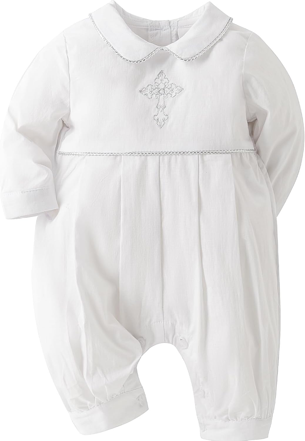 Baptism Christening Outfits for Boys Easter White Romper Baby Romper Church Newborn Clothes 0-3 Months White-4077