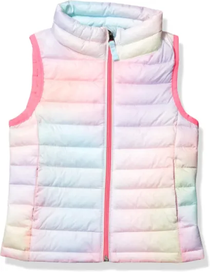 Girls and Toddlers' Lightweight Water-Resistant Packable Puffer Vest Small Pink Ombre