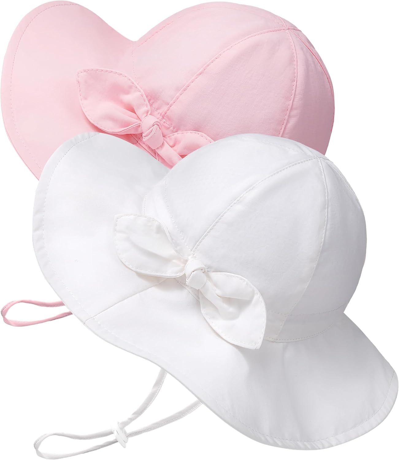 Baby Sun Hat Toddler Girl Beach Hat Adjustable Outdoor Summer Hat UPF 50+ Sun Protection Wide Brim Infant Kids 0-6 Months Pink/White