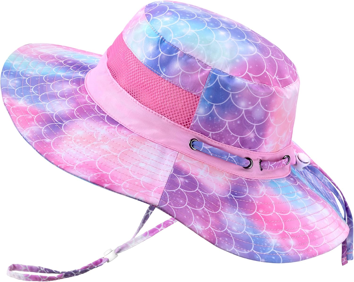 Kids Sun Hat Toddler Summer UV Protection Adjustable Kids Beach Hat with Breathable Mesh for Girls 2-8 Years Multicolor Fish Scales 2-8 Years