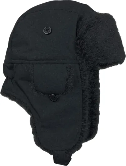 N'Ice Caps Kids Winter Trapper Hat Warm Large Ear Flaps 6-8 Years Black 1