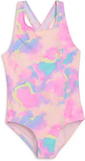 Lands' End Girls' Swimwear UPF 50 One Piece Swim Suit (XS-XL) Large Pink Multi