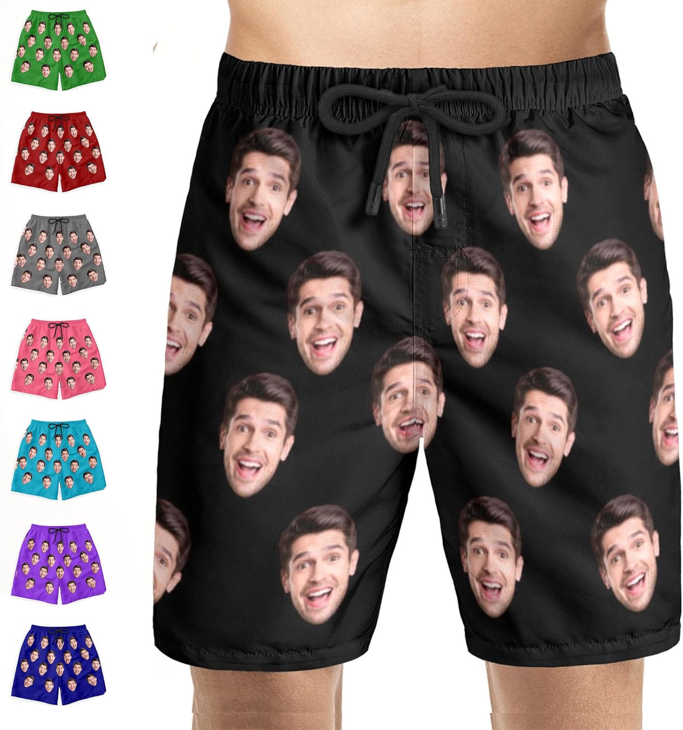 Custom Mens Swim Trunks Personalized Quick Dry Beach Board Shorts with Face Gift for Men Dad Boyfriend Husband Design-2