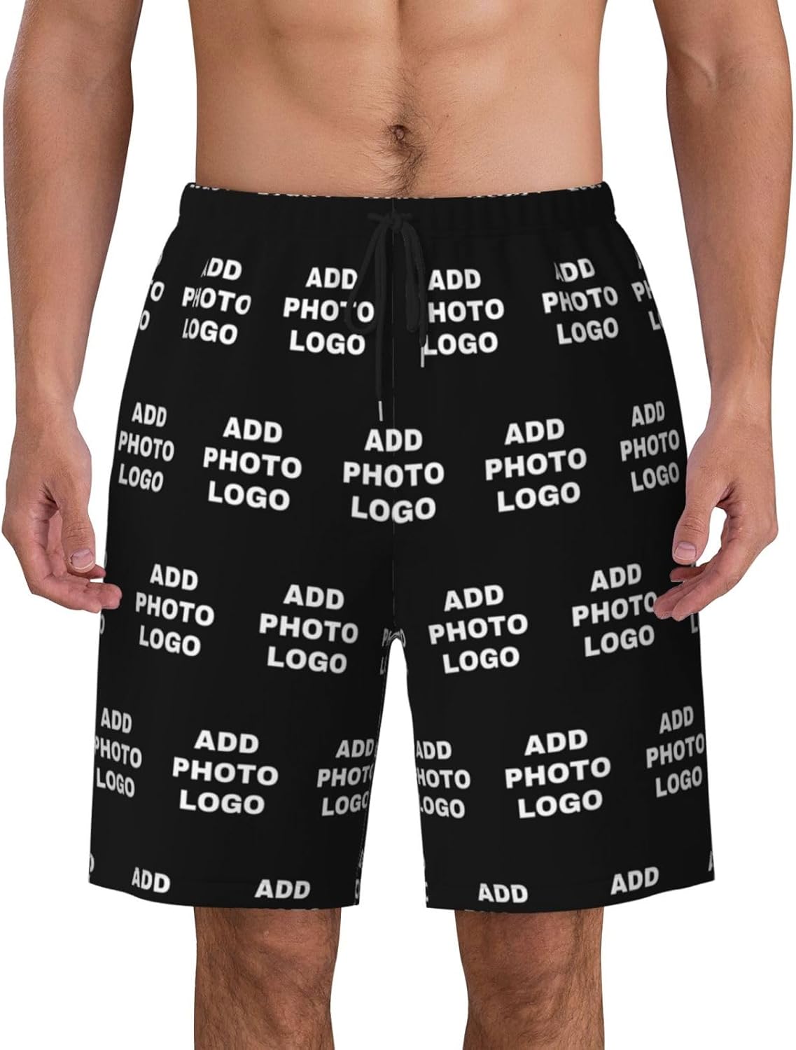 Custom Shorts for Men, Custom Swim Trunks Men Personalized Funny Swim Trunks Beach Board Shorts Swim Shorts Swimwear Small Black-02