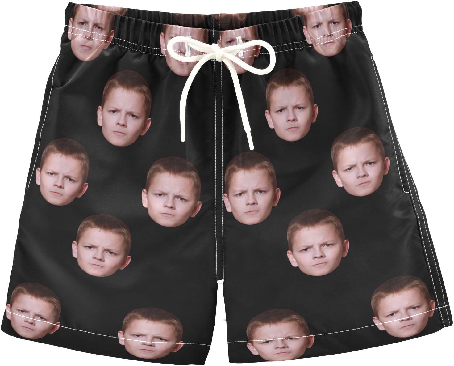 Custom Funny Boys Swim Trunks Custom Photo Face Toddler Swim Board Shorts Quick Dry Little Boys Bathing Suit Beach Hawaii Black 10-12 Years