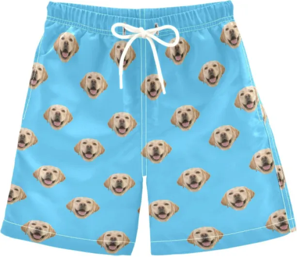 Custom Swim Trunks Boys Personalized Toddler Swim Shorts Funny Boy Swimsuit Beach Board Shorts Quick Dry Size 2T 10-12 Years Blue