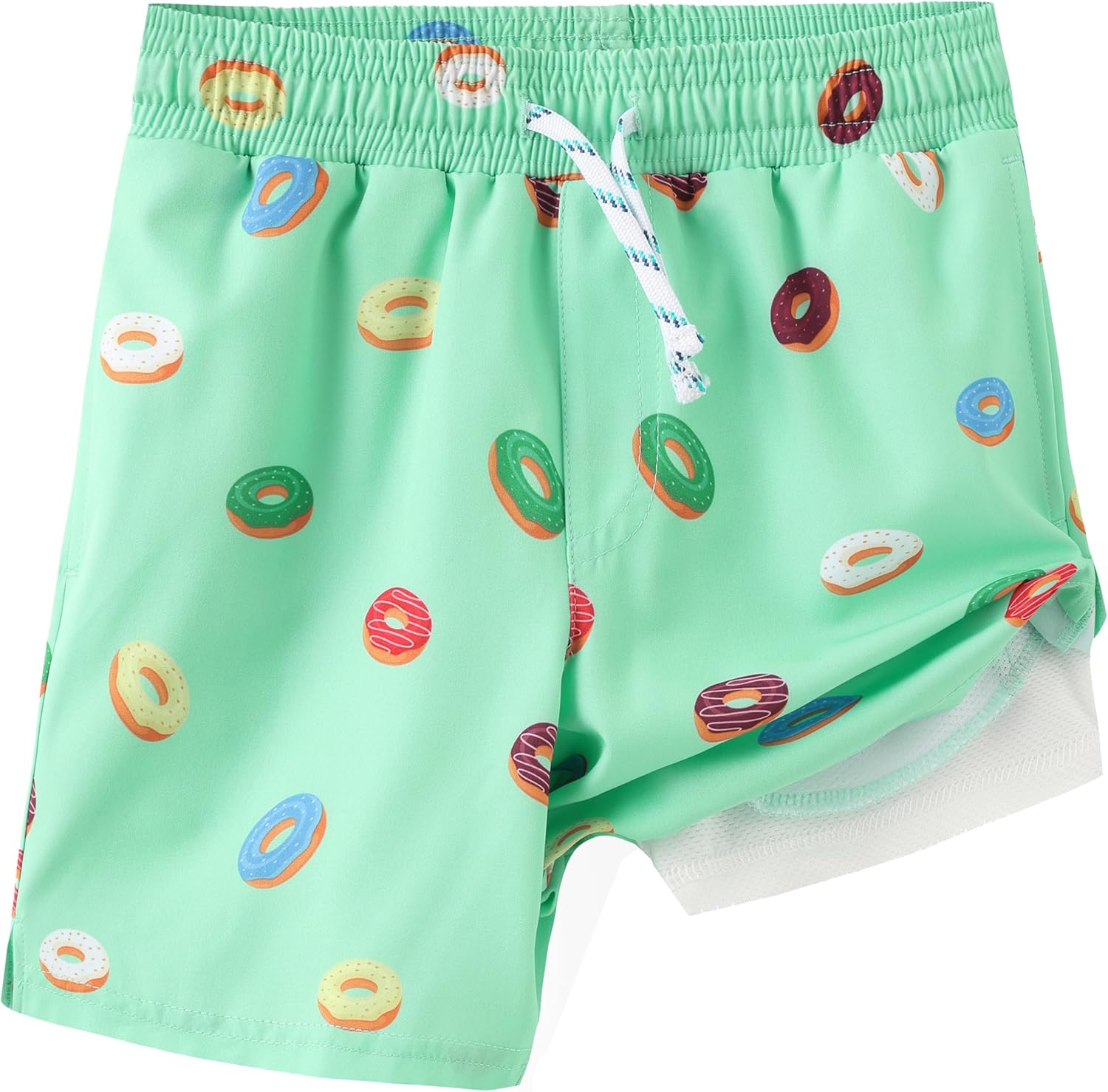 Boys Swim Trunks Swimwear Bathing Suits Swim Shorts with Pockets Green Donut 10-12 Years