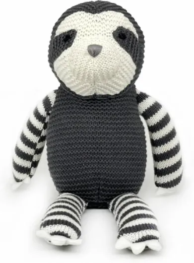 100% Organic Cotton Baby Toys 7.1" Sloth Stuffed Animal for Newborn (Grey) Grey Sloth