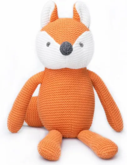 100% Organic Cotton Baby Toys Orange Fox Stuffed Animals for Newborn 7.1" Fox Orange