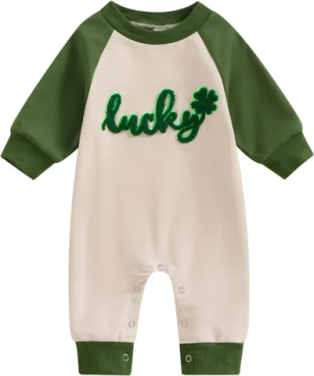 Infant Baby Boy Girl Clothing Santa Long Sleeve Jumpsuit Romper Newborn First Christmas Outfit One Piece Clothes 0-3 Months Green-my First St Patricks Day Baby Outfit