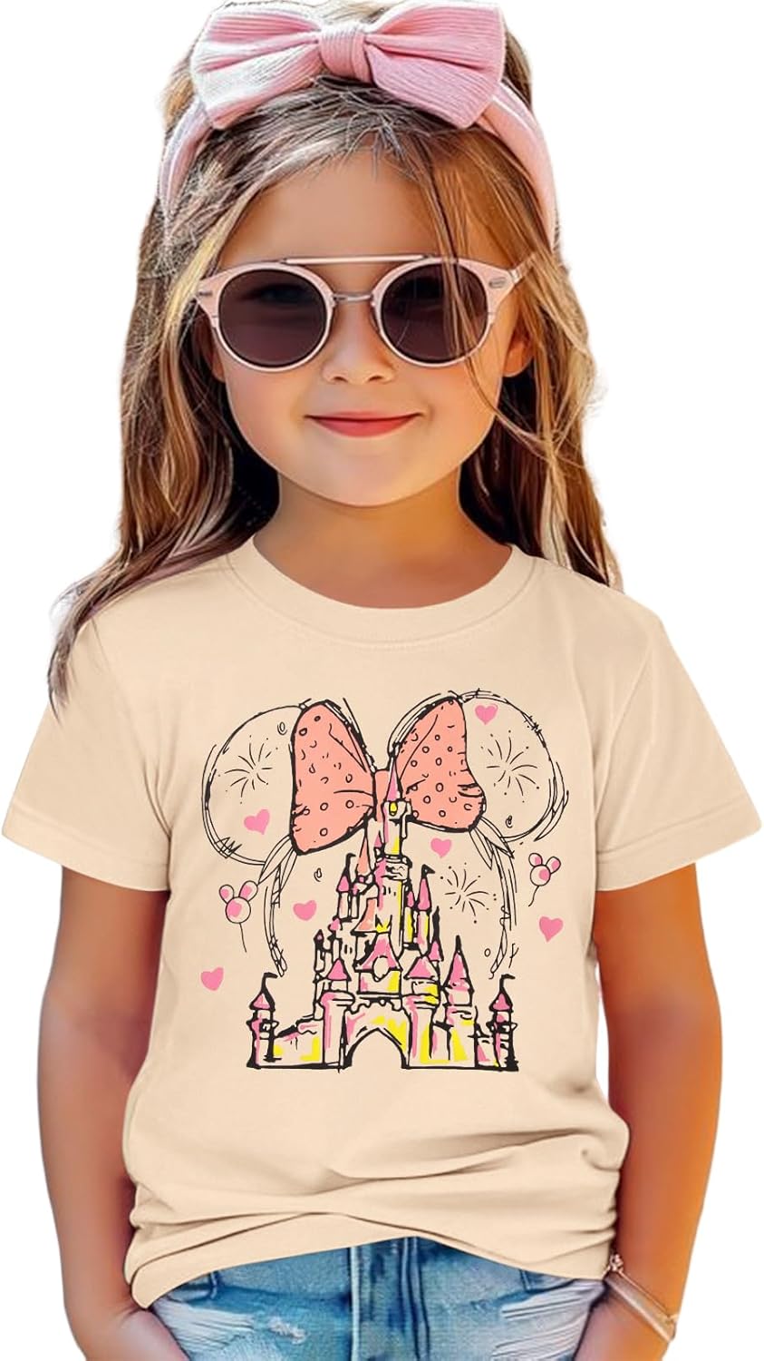 Magic Shirt for Toddler Baby Girls Magical Kingdom Tshirt Cute Castle Outfit Holiday Family Vacation Summer Tee Top Apricot-1 3-4T