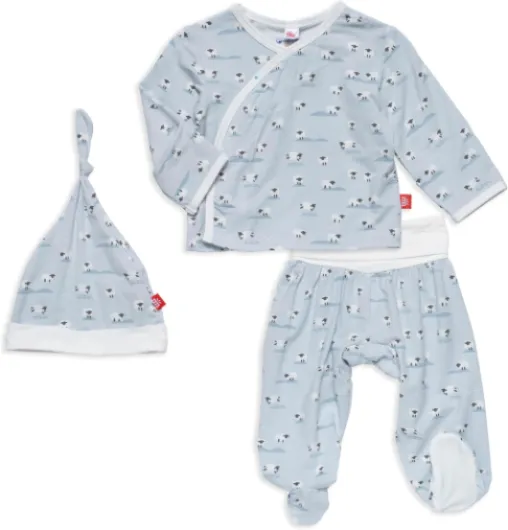 Modal Newborn Take Home Kimono Set - Silky Soft Modal Fabric NB (5-8 lb) Baa Baa Baby Blue