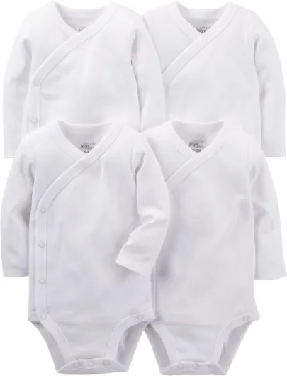 Simple Joys by Carter's unisex-baby 4-pack Side Snap Bodysuit Newborn White
