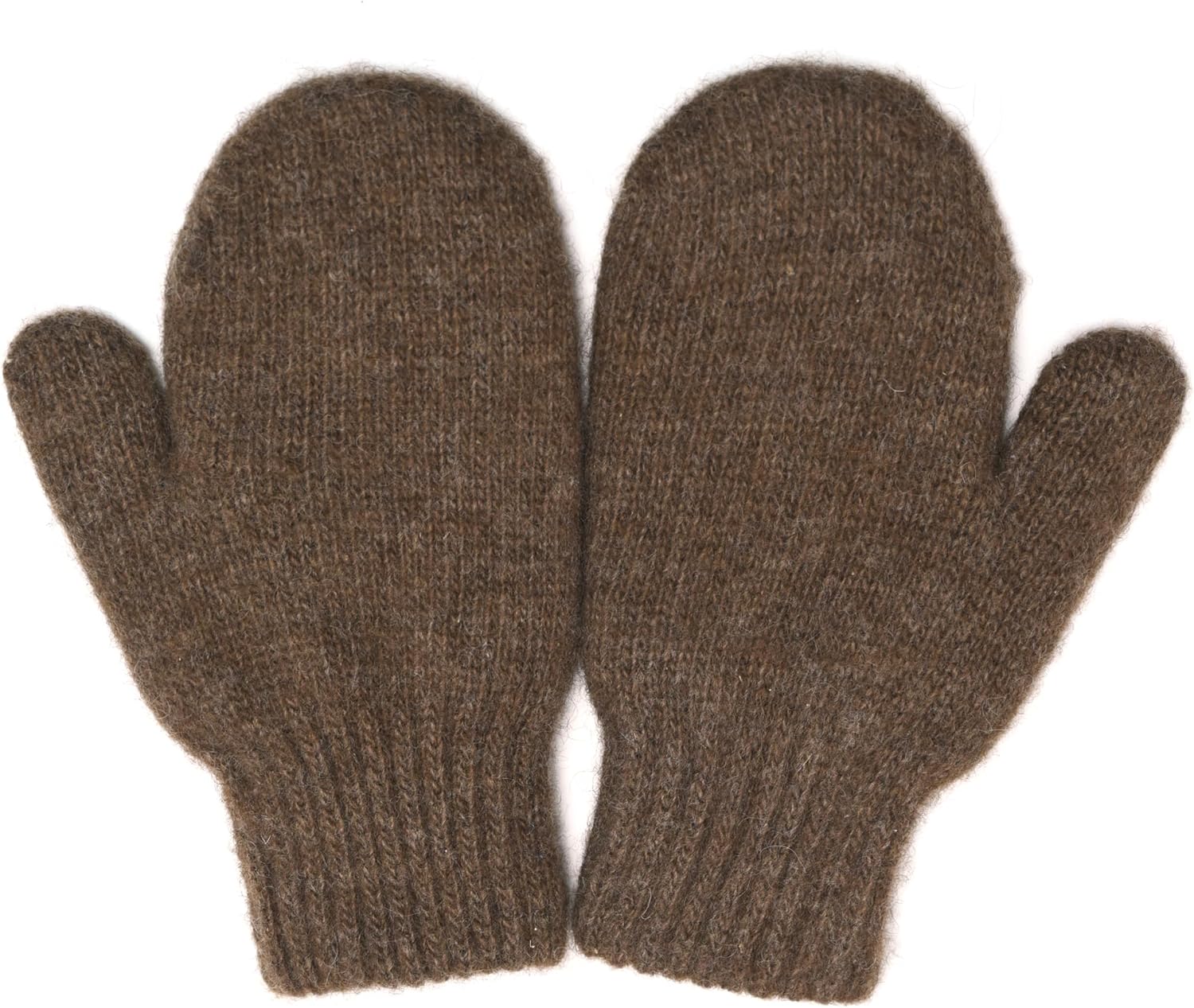 KIDS 100% Organic Wool Mittens, Double-Layer of Natural Dye-Free Mongolian Sheep Wool, Warm Cozy, One pair Medium Choco Brown
