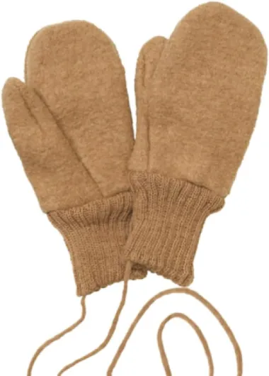 Toddler and Kids Mittens, Organic Merino Wool Snow Gloves Sz 3 - 2-5 years Caramel