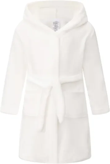 Boys Girls Hooded Robe Soft Touch Robe Kids Terry Cloth Cotton Spa Bathrobe Sleepwear 2-14 Years White 9-12 Years