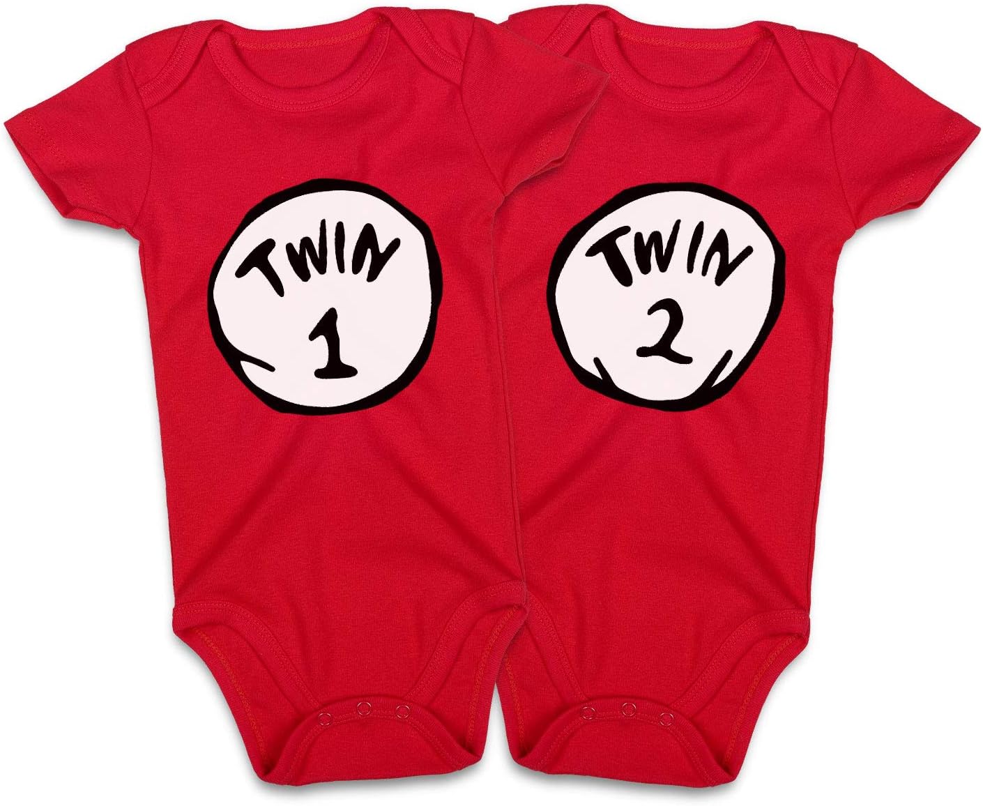 Funny Twins Baby Bodysuits Boys Girls Rompers 2 Pack Twin Matching Clothes Outfits for Newborn Infant Twin1-2 Short Sleeve Red 3-6 Months