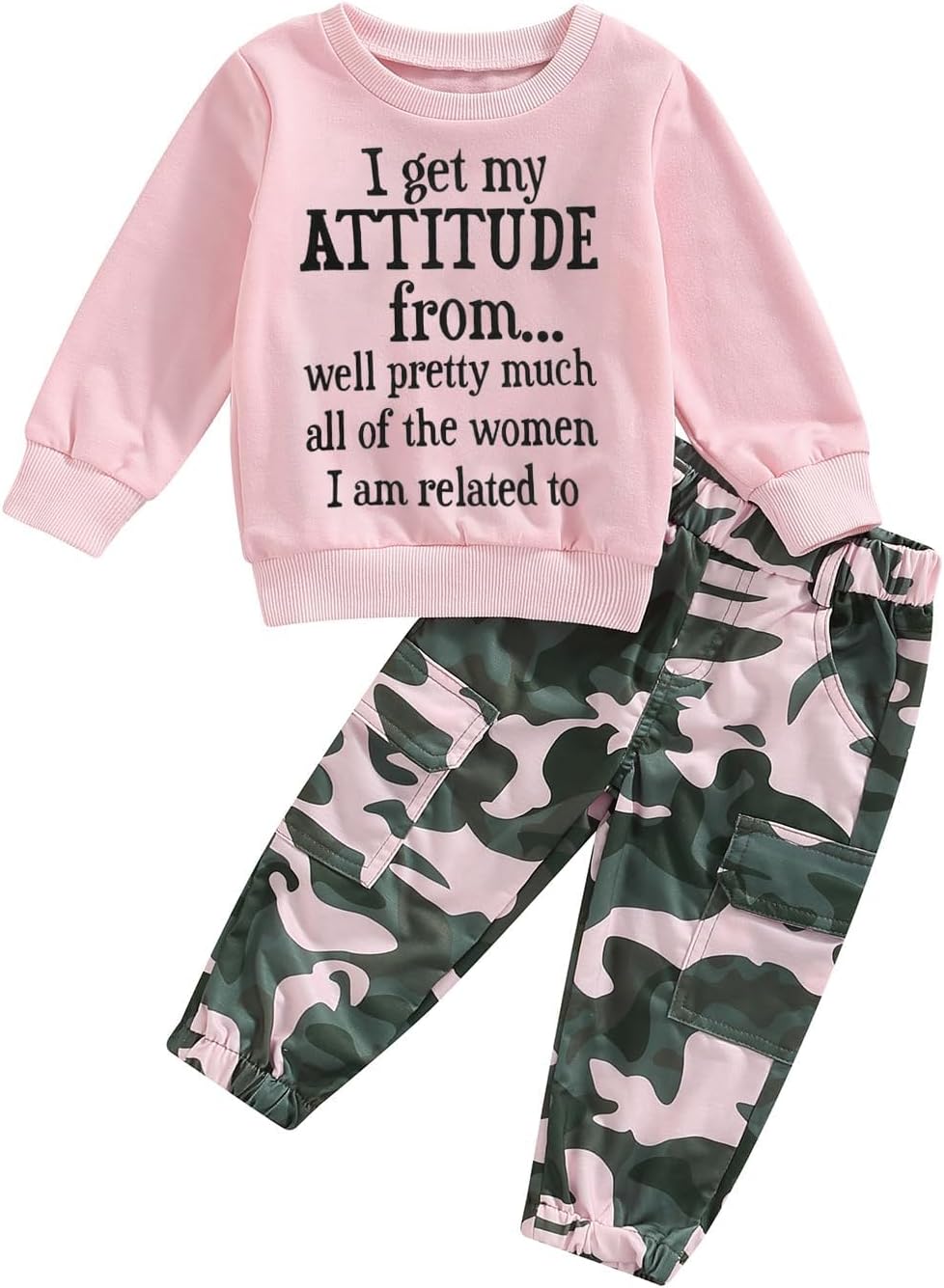 Toddler Girls Clothes 2T 3T 4T 5T Fall Outfits Baby Pullover Sweatshirt & Camouflage Pants Set Kids Winter Sweatsuit E-pink 2-3T