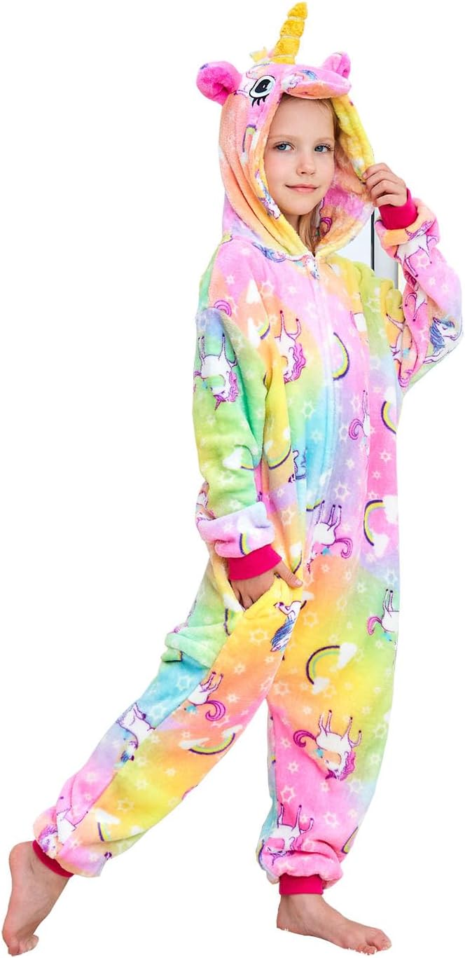 Unicorn Onesie Cosplay Costume Girls Halloween Xmas Pajamas 6 Years Rainbow