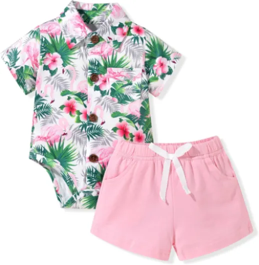 Baby Boy Hawaiian Outfit 12-18 Months Pink