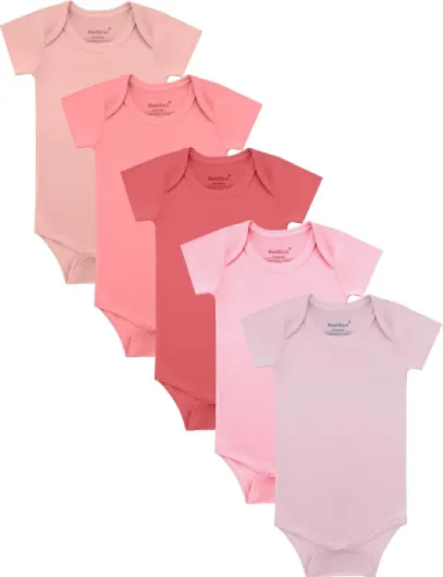 Baby Solid Bodysuit - Super Soft Rayon made from Bamboo - Short Sleeve Long Sleeve Newborn Infant Boy Girl - 5-Pack 3-6 Months C3