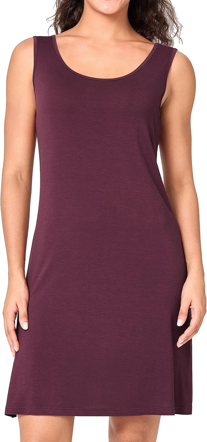 Tank Nightgown for Women Sleeveless Sleepshirts with Wide Strap Chemise Night Dress Mulberry Medium
