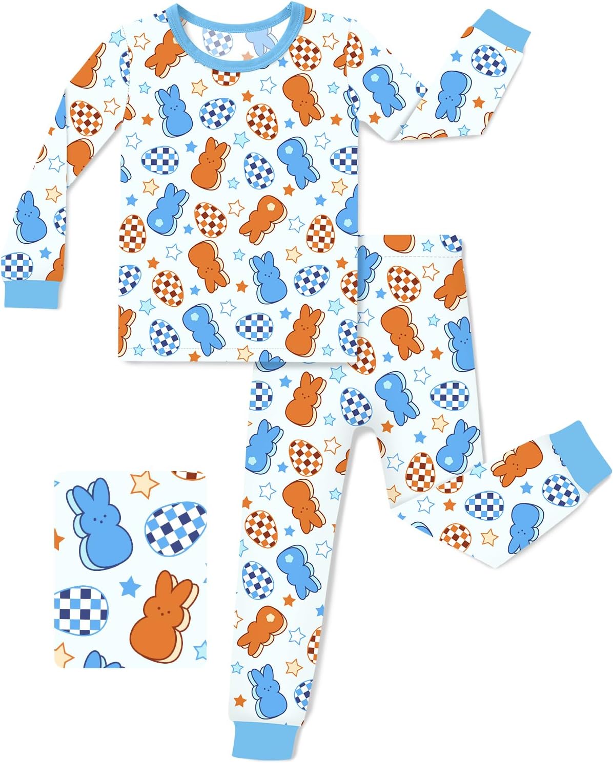 Bamboo Viscose Toddler Pajamas Boys Girls Baby 12M-8Y Pjs Sets Kids Snug fit 2pcs Long-Sleeve Sleepwear Easter Eggs 18-24 Months