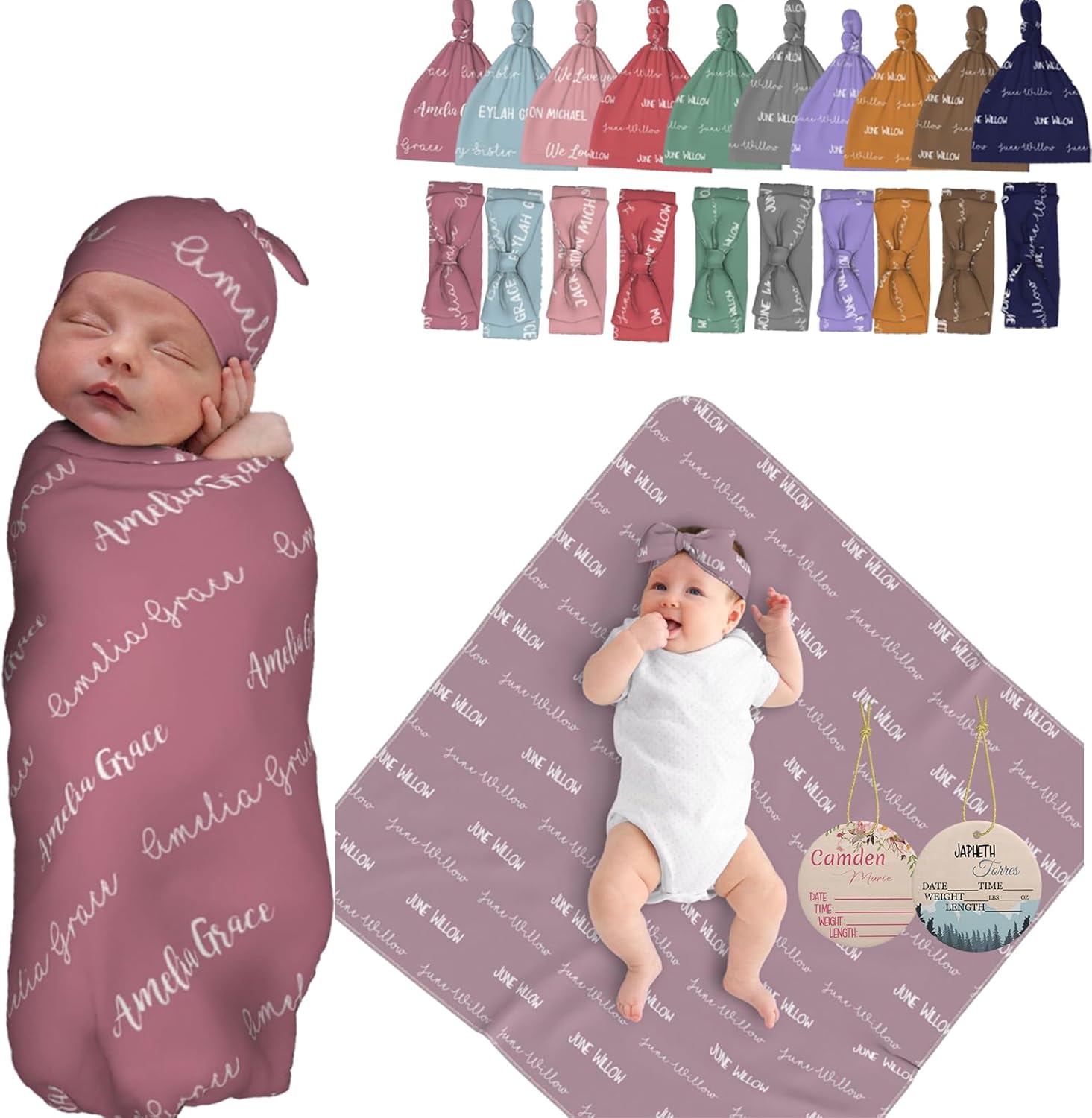 Personalized Baby Swaddle - Boy & Girl Blankets with Name, Newborn Swaddle Wrap(Names)