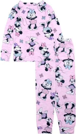 Girls 2-piece Snug-fit Viscose Pajama Set, Soft & Cute for Kids 2T Pretty Mouse