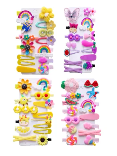 56PCS Toddler Hair Accessories Set: Colorful Rainbow Barrettes, Pins, Candy Fruits, Butterflies for Kids' Stylish Hairstyles 56 PCS