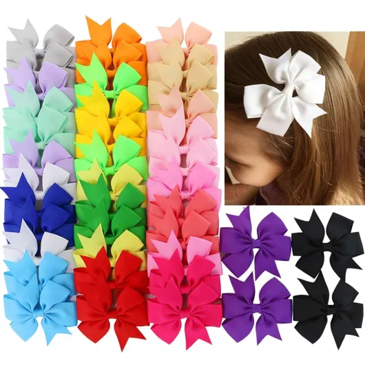 40Piece 3 Inch Boutique Grosgrain Ribbon Pinwheel Hair Bows Alligator Clips For Girls Babies Toddlers Accessories Teens In Pairs 3inch-40pcs
