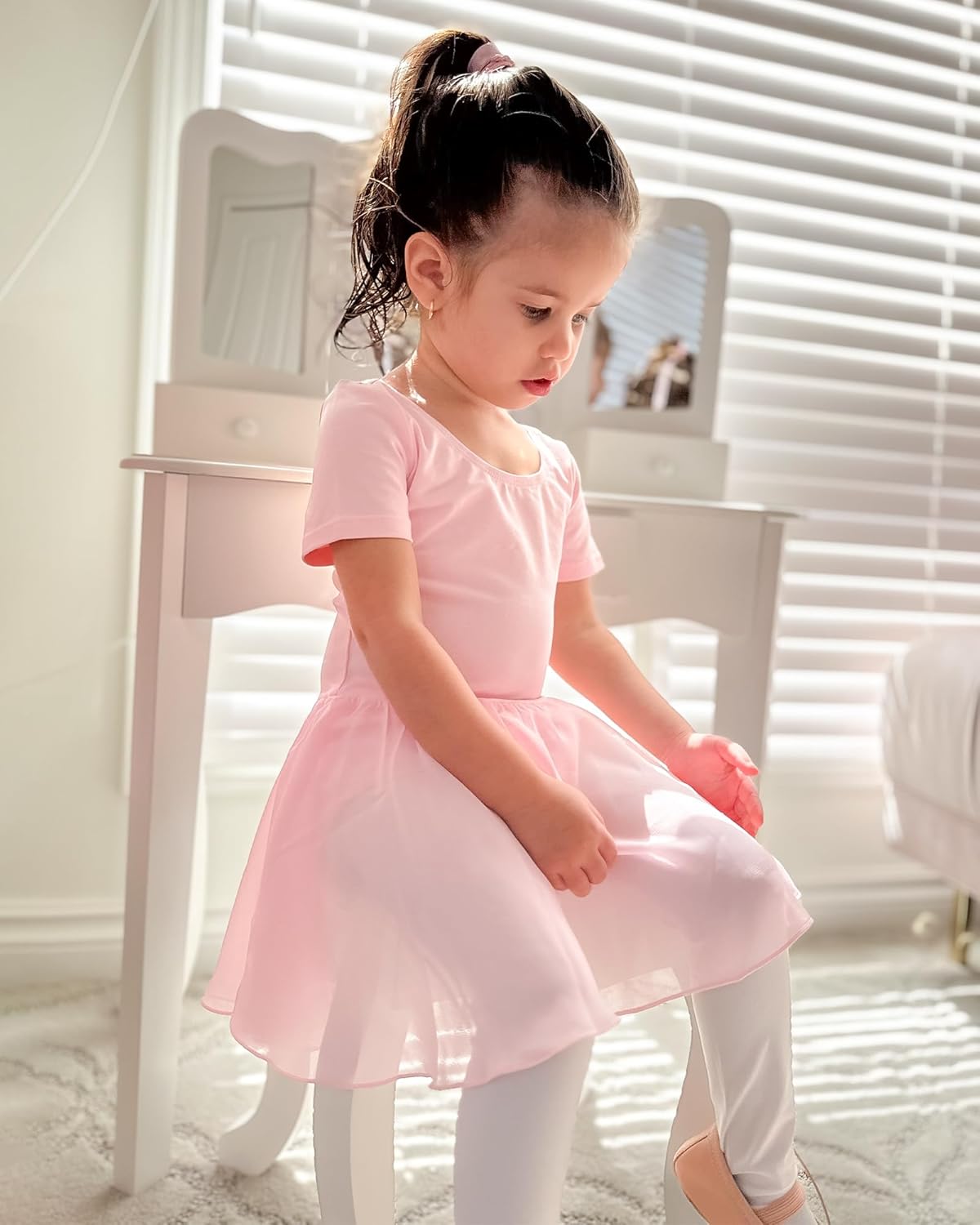 Ballet Leotards for Girls Dance Leotard with Skirt Toddler Ballet Outfit Criss-Cross Bow Back (Little/Big Kid) Style 1-ballet Pink(cross Back) 4-5T