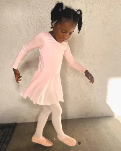 Ballet Leotards for Girls Long Sleeve Toddler Dance Leotard Outfits with Skirt Classic(Little/Big Kid) 4-5T Ballet Pink