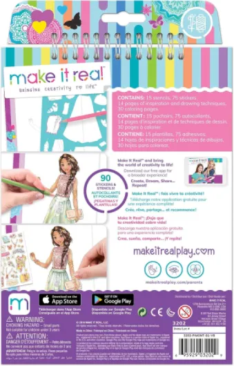 Fashion Design Sketchbook Kit for Girls - Blooming Creativity Set with Stencils, Puffy Stickers, Design Guide - Unleash Fashion Talent, Develop Skills, for Kids Ages 6